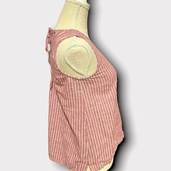 VINCE CAMUTO | EUC Women’s Ticking Stripe Linen Sleeveless Top Dark Pink Size XS - Picture 6 of 11
